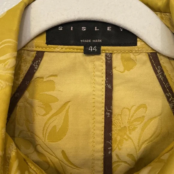 Sisley Yellow Floral Blazer 🌼 Size Small Fitted Jacket Button Front EUC - Picture 4 of 10
